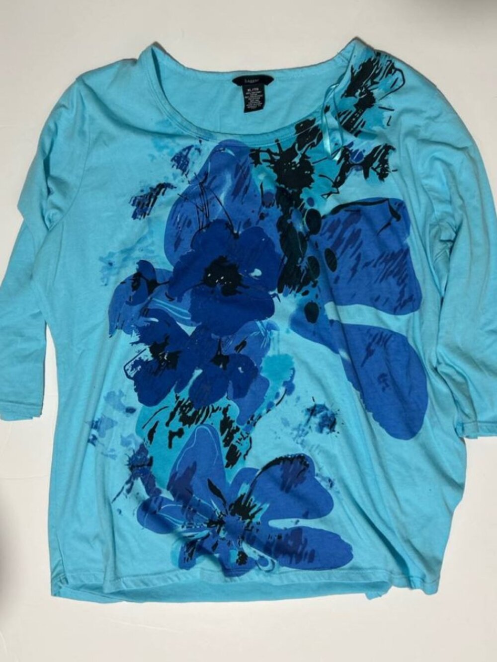 Lagger Blue Floral Cold-Shoulder Top XL